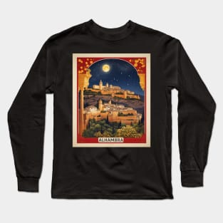 Alhambra de Pamplona Starry Night Spain Travel Tourism Retro Vintage Long Sleeve T-Shirt